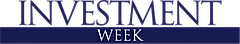 Logo of 'Investment Week' in bold, elegant font on a dark blue background.